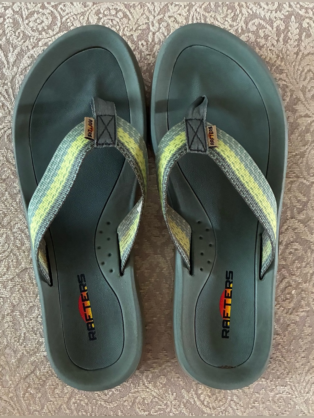 Rafters Flip Flops, Sz. 8, Lt. Green/Lime